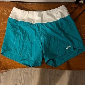 Brooks Teal and White Athletic Shorts